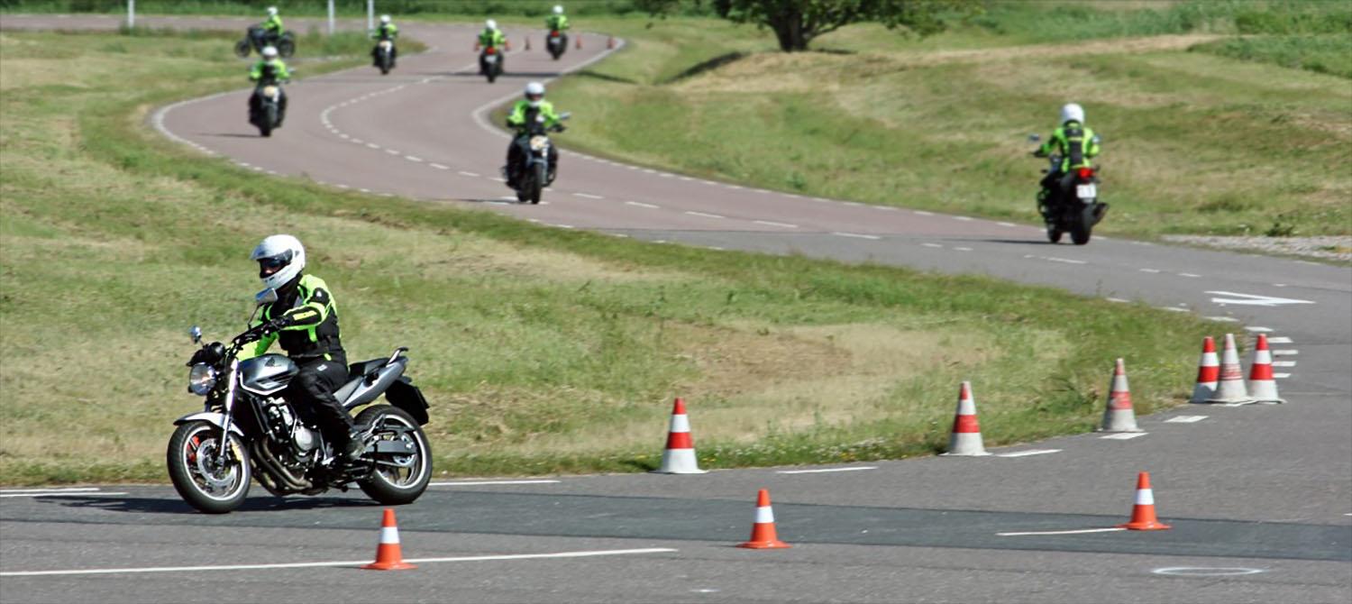 Motorcycists on training course