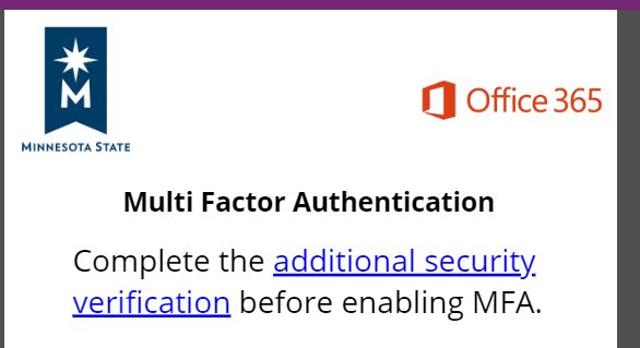 Screen shot of Minnesota States Multi-Factor Authentication web page
