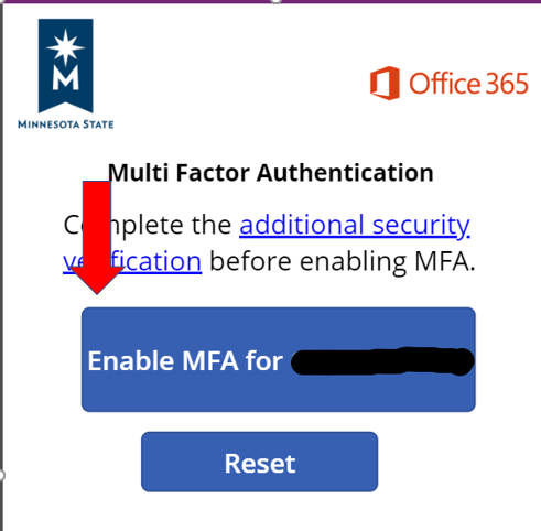 screen shot of enable MFA button