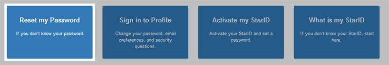 Screen shot of buttons in Minnesota State's website highlighting the first button "Reset My Password"