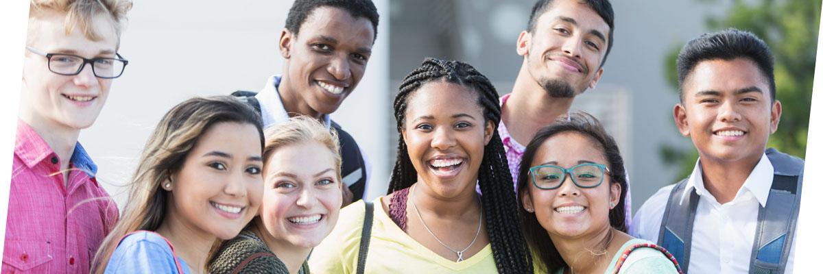 Group of high school students on campus